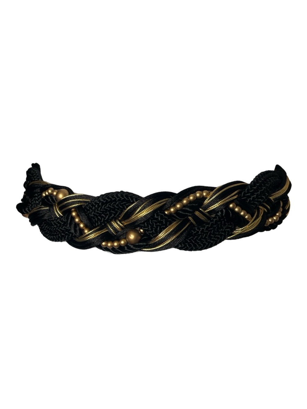 Vintage Braided Belt Black Gold Card Sash Womens Size 1X